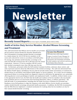 DoD OIG 通讯，2022 年 4 月 - 国防部